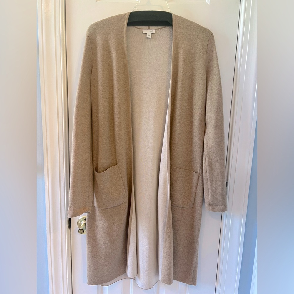 J. Jill Beige/Tan Open-Front Long Cardigan